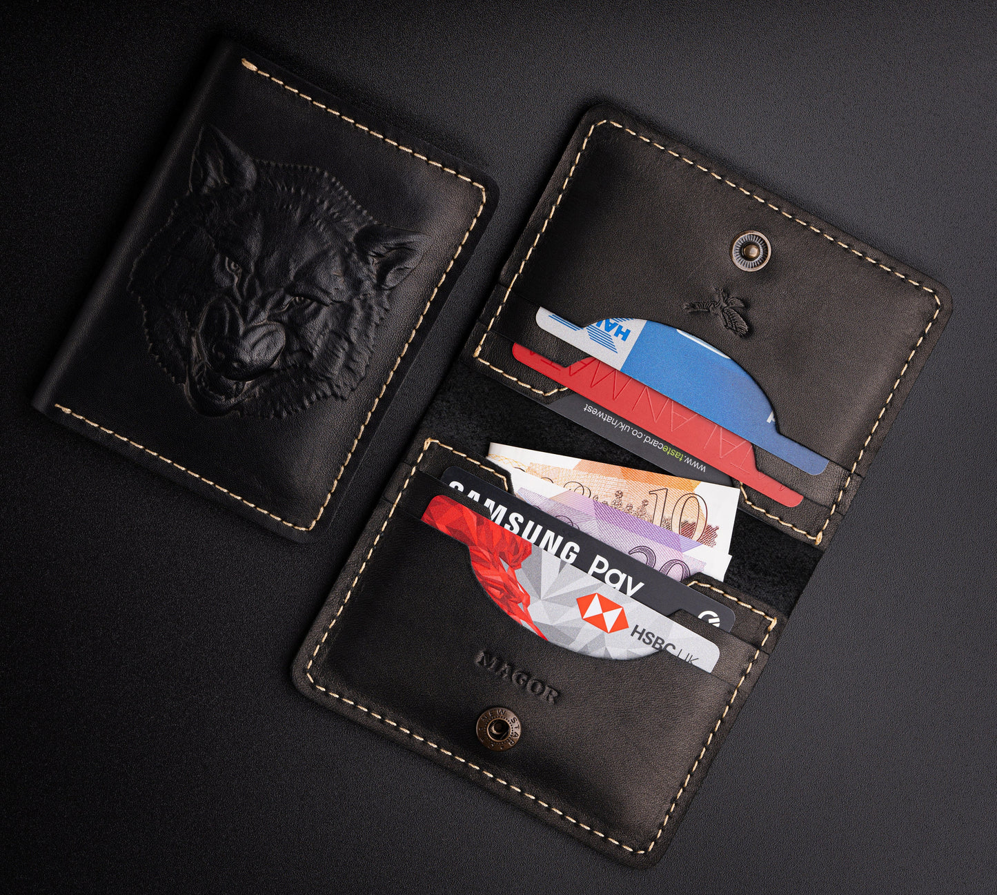 Leather Card Holder Wallet, Travel Card Holder, Ultra Slim Card Holder with Minimalist Design, Unisex Credit Card Wallet