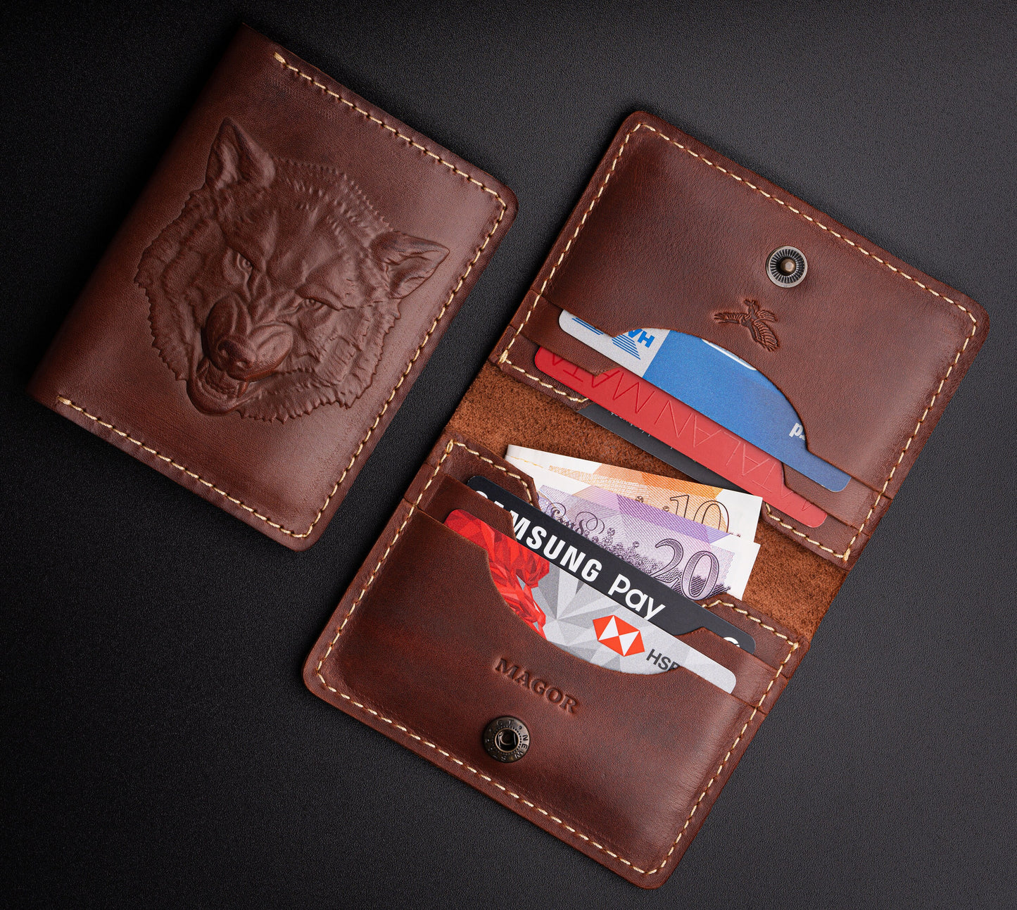 Leather Card Holder Wallet, Travel Card Holder, Ultra Slim Card Holder with Minimalist Design, Unisex Credit Card Wallet