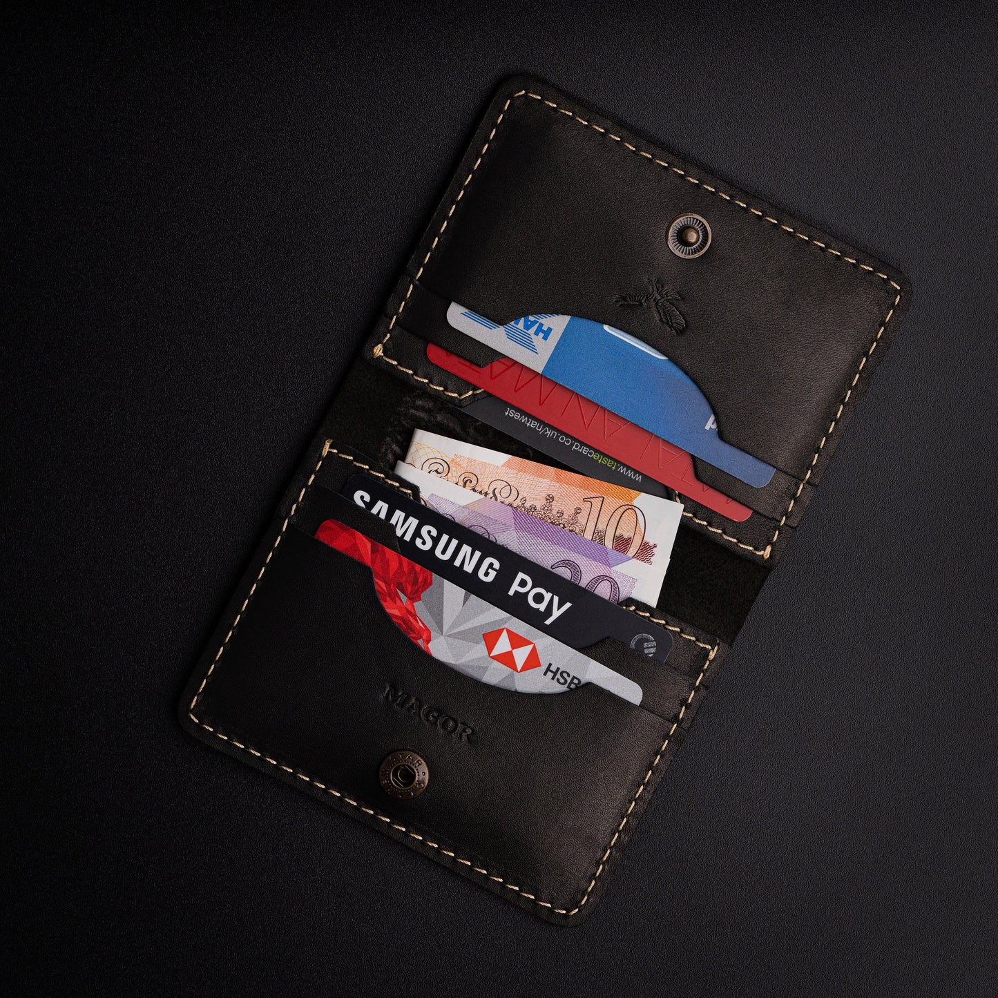 Leather Card Holder Wallet, Travel Card Holder, Ultra Slim Card Holder with Minimalist Design, Unisex Credit Card Wallet