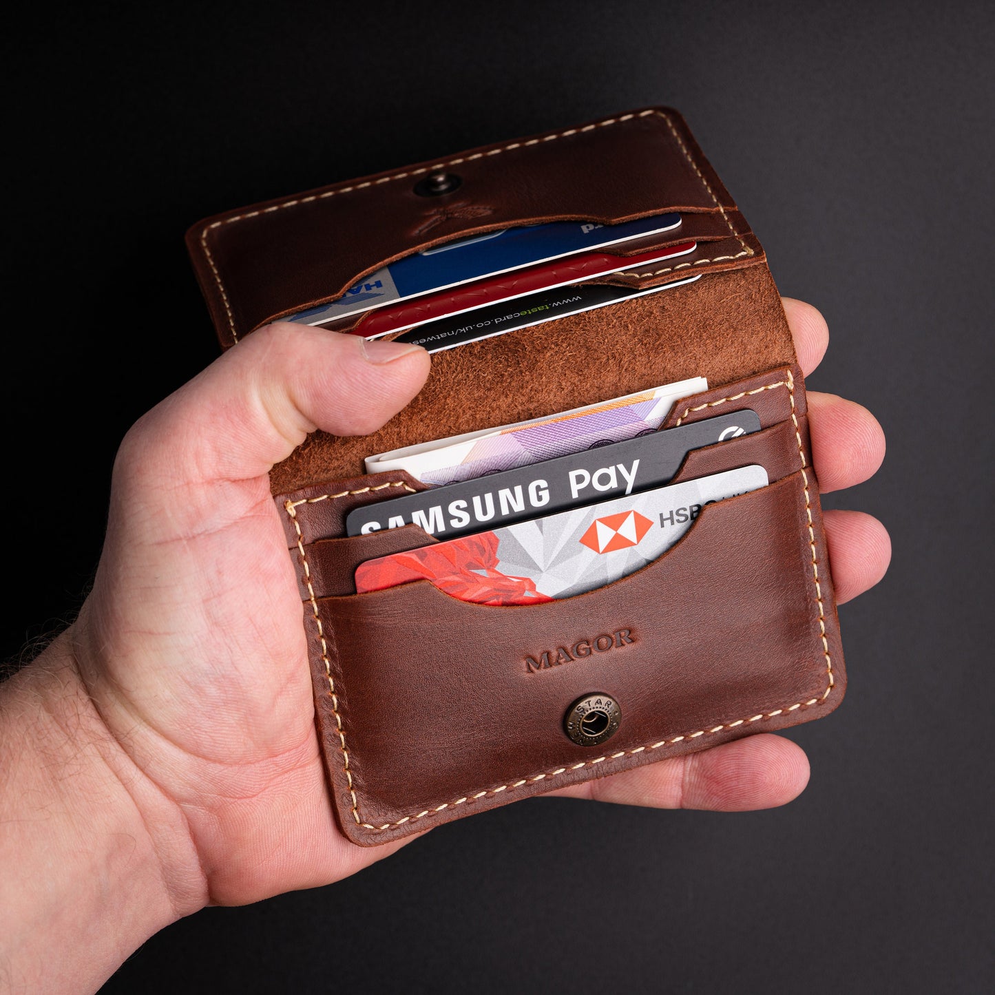 Leather Card Holder Wallet, Travel Card Holder, Ultra Slim Card Holder with Minimalist Design, Unisex Credit Card Wallet