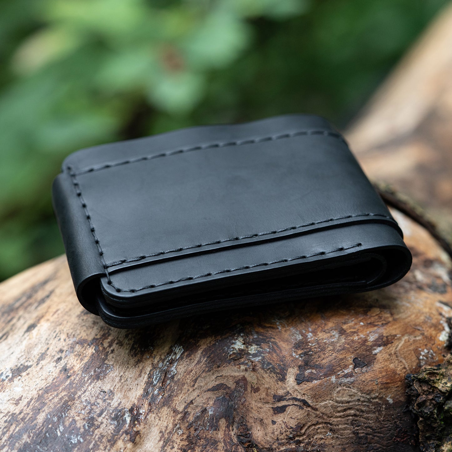 Men's Leather Wallet- Hand-Stitched with Coin Pouch and Double Button Closure