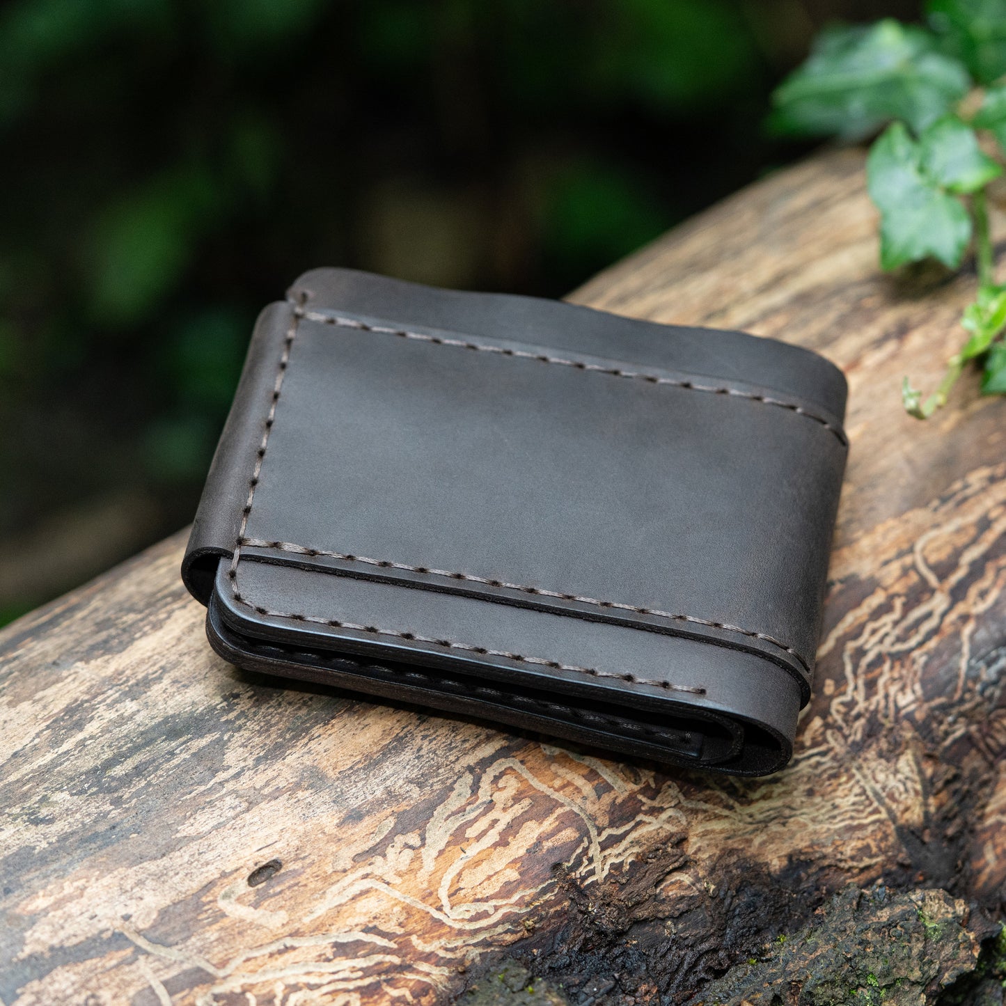 Men's Leather Wallet- Hand-Stitched with Coin Pouch and Double Button Closure