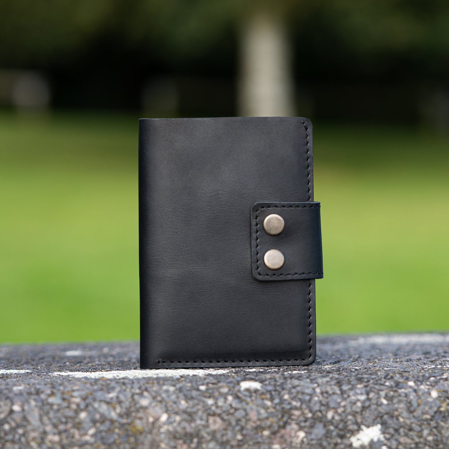 Leather Wallet with Zip Coin Pouch, Double Button Closure - Card & Cash Compartments