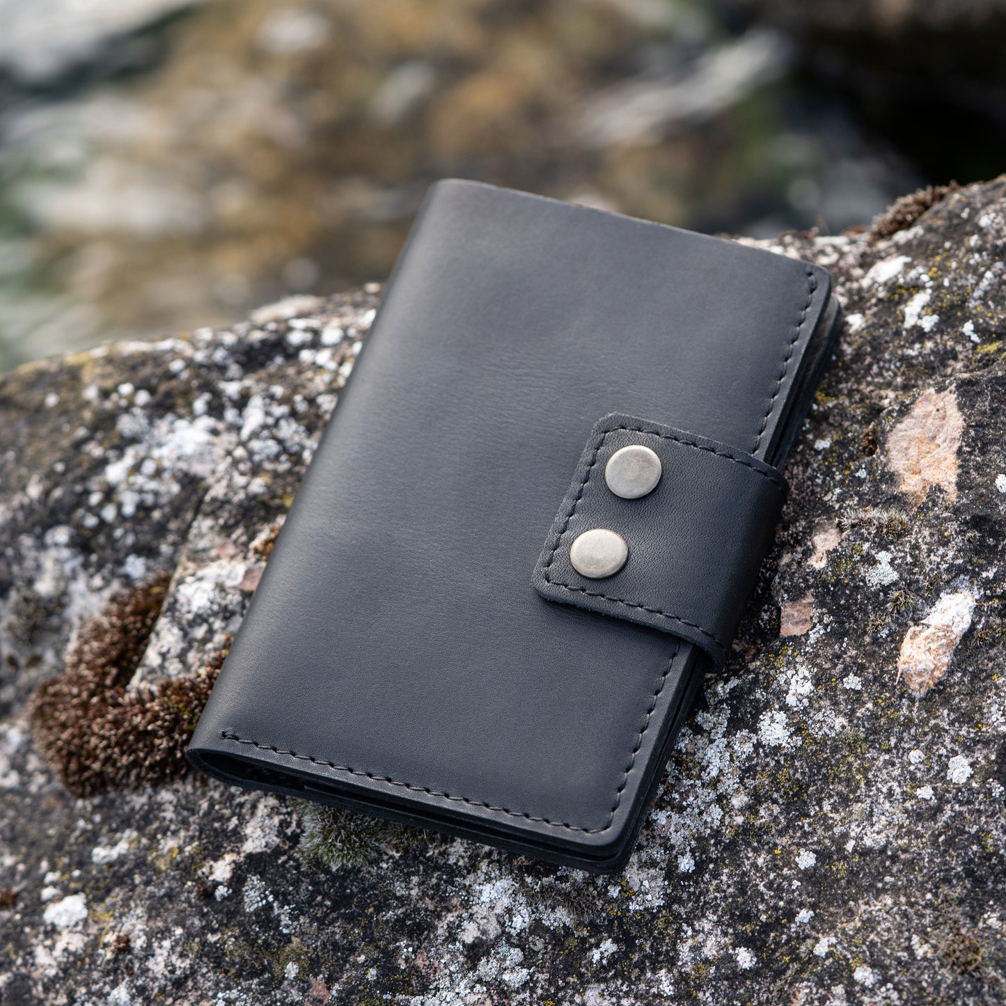 Leather Wallet with Zip Coin Pouch, Double Button Closure - Card & Cash Compartments