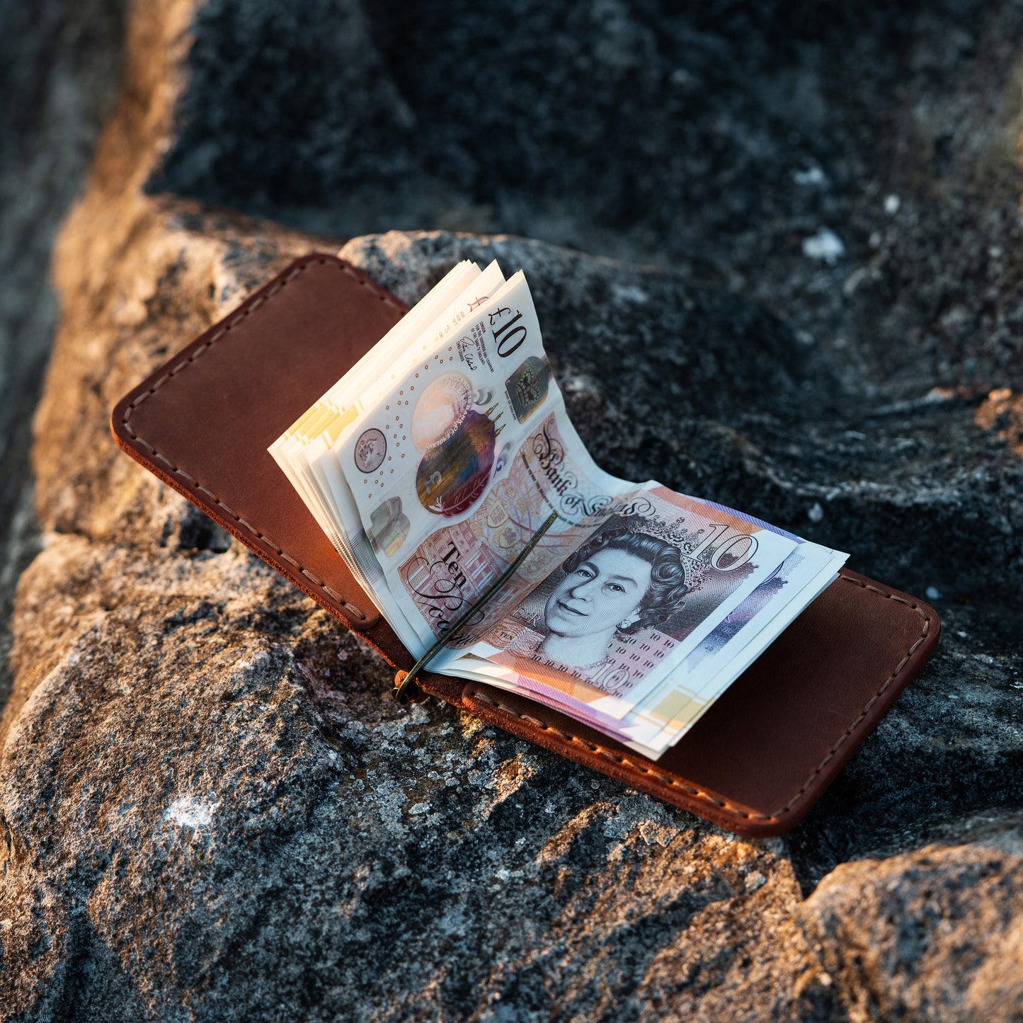Leather Money Clip | Rustic Minimalist Wallet | Hand-Stitched & Eco Friendly | Groomsman, anniversary, best man gift