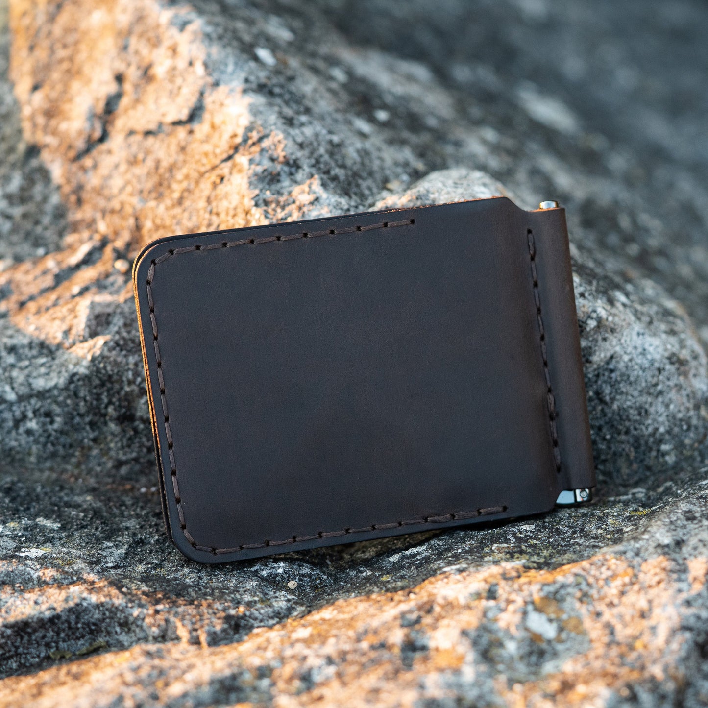 Leather Money Clip | Rustic Minimalist Wallet | Hand-Stitched & Eco Friendly | Groomsman, anniversary, best man gift