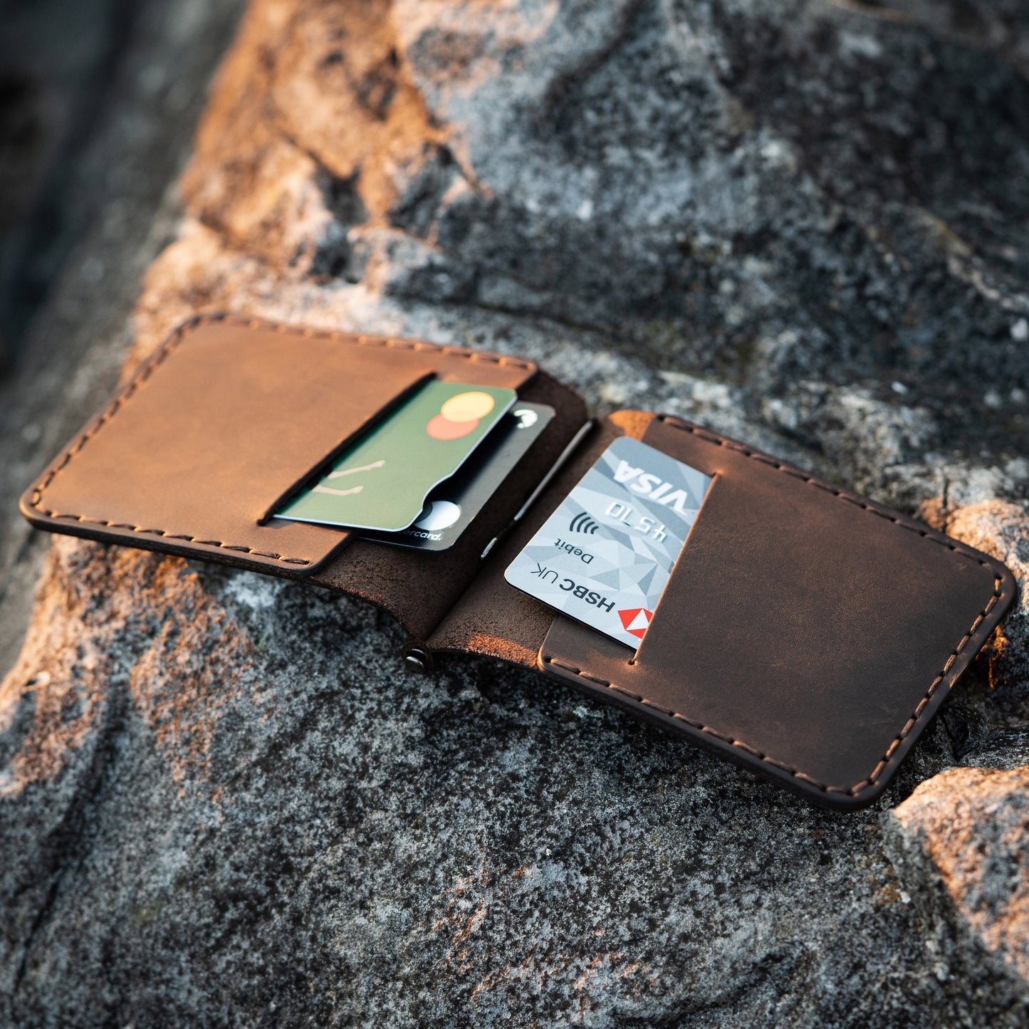 Leather Money Clip | Rustic Minimalist Wallet | Hand-Stitched & Eco Friendly | Groomsman, anniversary, best man gift
