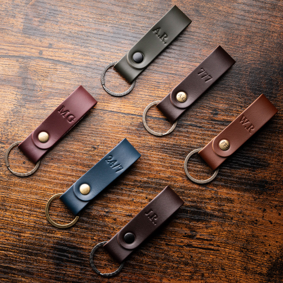 Build Your Own Leather Keychain, Personalized Keyring, Custom Initial Rivet, Hot Stamped Key Fob, Choose Hardware