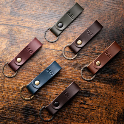 Build Your Own Leather Keychain, Personalized Keyring, Custom Initial Rivet, Hot Stamped Key Fob, Choose Hardware
