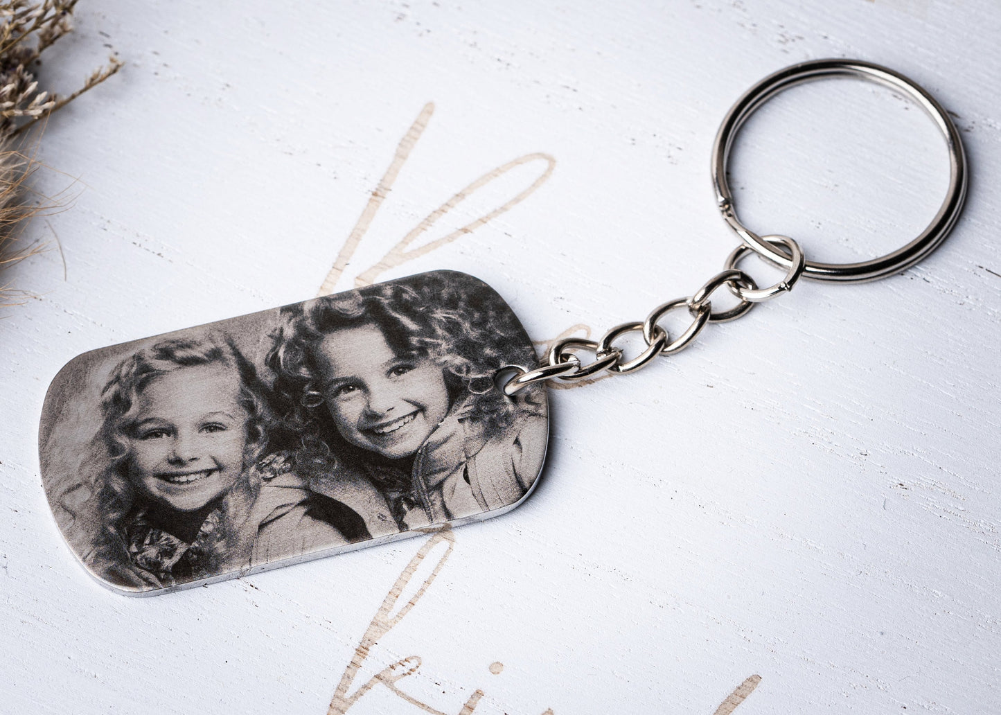 Engraved custom photo Keychain, Keyring deep long-lasting engraving