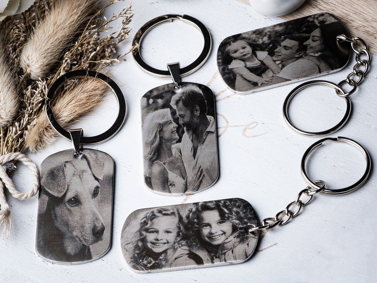 Engraved Photo and Calendar Keyring , Personalised Aniversary Gift, Keepsake for mum, husband, wife, granny and grandad