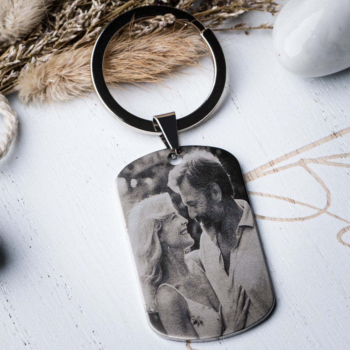 Engraved Photo and Calendar Keyring , Personalised Aniversary Gift, Keepsake for mum, husband, wife, granny and grandad
