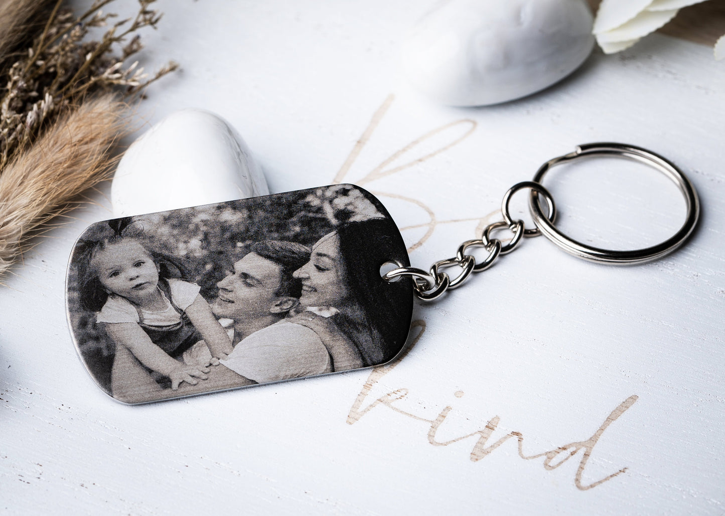 Engraved custom photo Keychain, Keyring deep long-lasting engraving