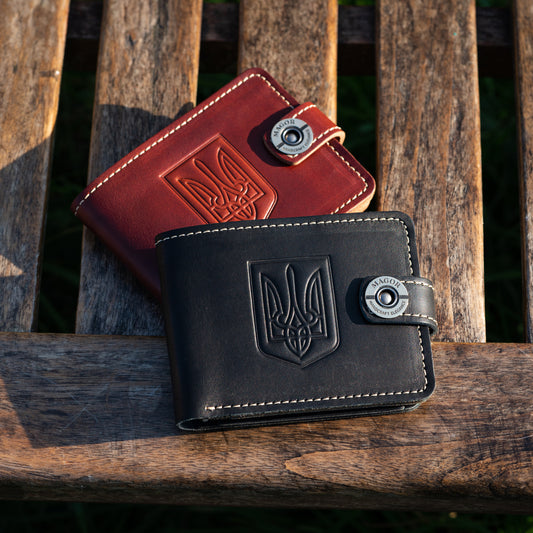 Mens Leather Wallet | Ukrainian Trident Handmade Best Quality Wallet | Genuine leather | Anniversary, Groomsmen, Birthday, Christmas Gift |