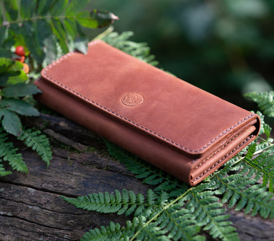 Handmade Leather Wallet with Zip Coin Pouch and Card Slots - Classic Elegance