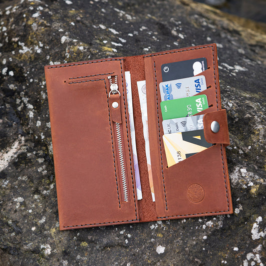 leather wallet | hand-stitched | Handmade & Eco Friendly | Zip coin pouch |